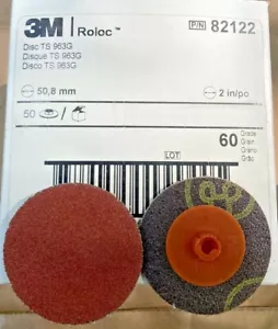 Qty:50 3M 963G 2” 60 Grit Roloc Ceramic Abrasive Disc Type S Quick Change - Picture 1 of 4