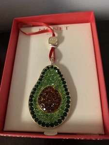 "Adorno de Navidad de aguacate con estrás dorado Monet 2023 3"" - Nuevo en caja" - Imagen 1 de 4