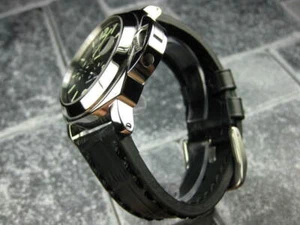 Correa de cuero BIG CROCO de 22 mm correa de reloj negra gruesa correa puntada negra PANERAI - Imagen 1 de 7