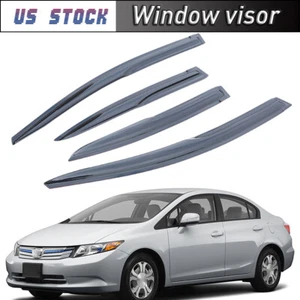 Window Visors Vent Sun Rain Guards Deflector For Honda Civic Sedan 4D 2012-2015 - Foto 1 di 15