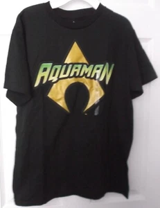 AQUAMAN BOYS BLACK TEE SHIRT - SIZE LARGE (14/16) - NEW WITH TAGS - Picture 1 of 4