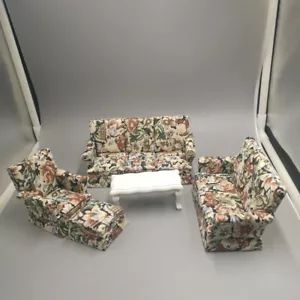4PC 1:12 Scale Dollhouse Miniatures Furniture Vintage coffee table Sofa European - Picture 1 of 2