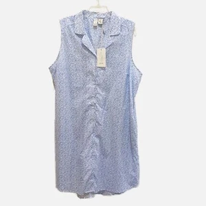 Joie Dress Floral Cotton Shift Dress Blue White Sleeveless Midi Size 2XL New - Picture 1 of 10