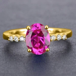 1,20Kt 100% Natürlich Turmalin IGI Zertifiziert Diamant Ring Im 585er Gelbgold - Bild 1 von 1