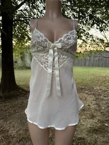 Cinema Etoile Vintage 90er Nachthemd Schlupfkleid Ivory Spitzenkleid Dessous Y2K - Bild 1 von 10