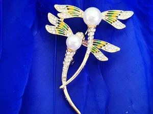 Broche libellule strass style artistique - Photo 1/2