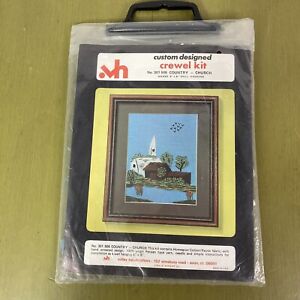 Vintage Crewel Embroidery Kit Country Church Valley Handcrafters VH new sealed