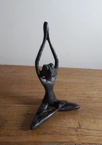 Yoga Frosch/Kröte Ornament Gusseisen freistehend rustikal Wohndeko Geschenk Spaß - Bild 1 von 6