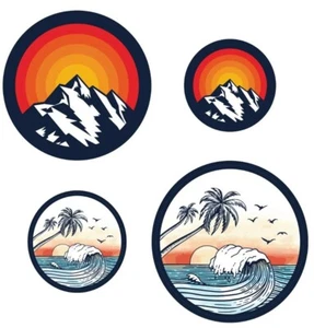 NEW Auto Drive Decal Mountains / Riptide Waves 4 Decals Easy Install 2" to 3.3" - Picture 1 of 9