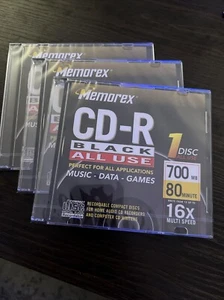 Neu versiegelt Memorex CD-R schwarz 700MB mit schmalen Jewel Cases - 3 verfügbar - Bild 1 von 2