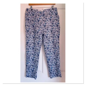 Sportscraft Blue Floral Linen Pants 12 - Picture 1 of 2