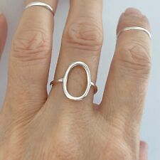 Sterling Silver Large Open Oval Ring, Halo Ring, Silver Ring, Circle Ring