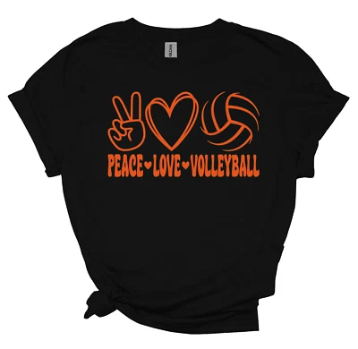 Girl’s Retro Volleyball T-Shirt “PEACE LOVE VOLLEYBALL” in Youth & Adult sizes - Image 1 of 4
