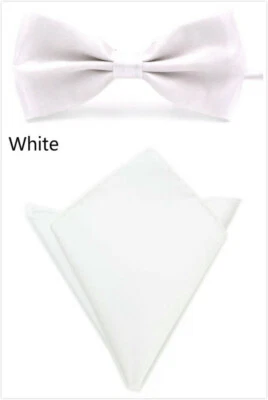 Conjunto de pajarita y pañuelo cuadrado de bolsillo para hombre color liso boda fiesta graduación Foto 1 de 4