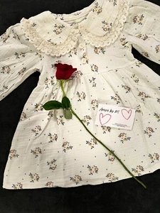 Little Girls Casual Floral Doll Collar Long Sleeve Cute Dress Gauze 4-5 toddler - Picture 1 of 12