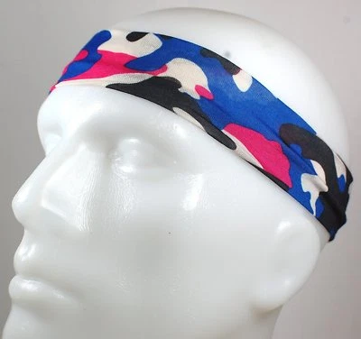 NEW! 2" Super Soft Camo Pink Blue Black Band Head Sports Sweat Headband Stretch