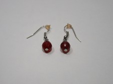 Red Drop Earrings Silver Color Dangle Jewelry One Pair 