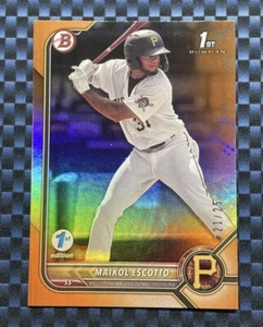 2022 Bowman 1st Edition Maikol Escotto 1st Orange Foil #/25 Pittsburg Pirates - Picture 1 of 2