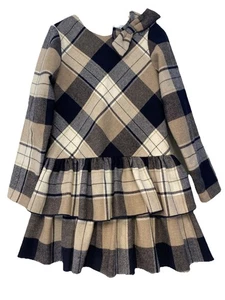 Mädchen Mayoral schwarz kariert Wollmischung Urlaub Kleid Größe 8 128 cm - Bild 1 von 4