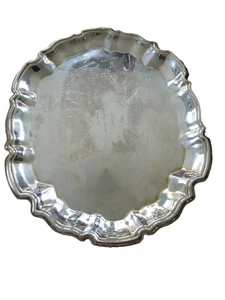 Vintage Sheridan versilbertes Getränketablett mit Fuß Mid Century Modern geätzt - Bild 1 von 5