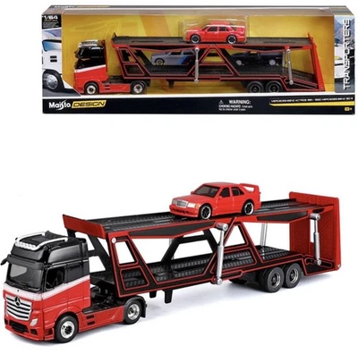 MAISTO MERCEDES-BENZ ACTROS CAMIÓN PARA CARROS Y 1990 MERCEDES-BENZ 190E HOBBY 1:64 Foto 1 de 3