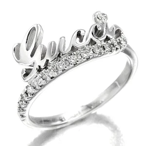 GUCCI Logo K18WG Diamond Ring 8 750 White Gold Ring Jewelry Accessories Women s - Picture 1 of 9