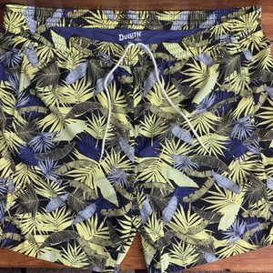 Duluth Swim Shorts Mens 3XL Floral Green Blue Leaves Beach Surf Board Trunks 3XL - Picture 1 of 12