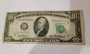 1950 Series B Ten ($10) Dollar Note (SNG06388759 E) Chicago Fed - Circulated - Picture 1 of 14