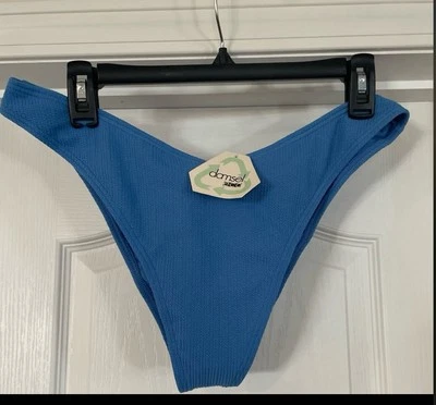 Pantalones de bikini acanalados ecológicos Damsel XL azul corte alto trajes de baño sostenibles nuevos con etiquetas Foto 1 de 2