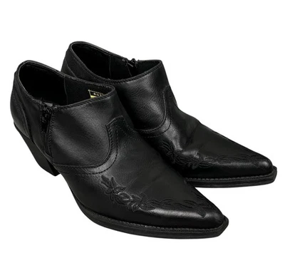 Roper Boots Women Size 7.5 Black Emma Western Pointed Toe Ankle Booties Side Zip - Image 1 of 4