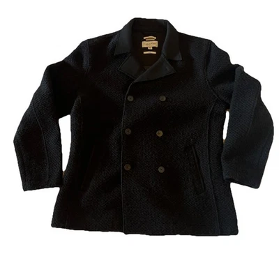 Casaco de malha Calvin Klein masculino peito duplo preto turfa tamanho grande lã premium - Imagem 1 de 4