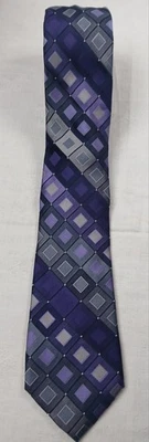 Calvin Klein Mens Silk Tie Necktie Purple Lavender Pewter Silver Used W/tag - Image 1 of 4