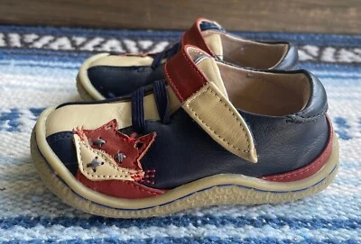 ✅Livie Luca Bebé Niños Cuero Zorro Zapatos Azul Marino Rojo Niño Pequeño Talla 5 Foto 1 de 4
