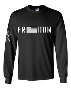 Patriot Pride Freedom American Flag Mens Long Sleeve T-shirt Graphic Tee - Picture 1 of 5