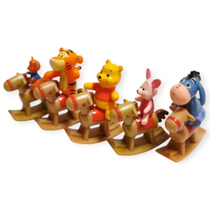 Lot of 5 Winnie the Pooh & Friends on ROCKING HORSES 1" Figure MINIATURE Toy - Picture 1 of 5