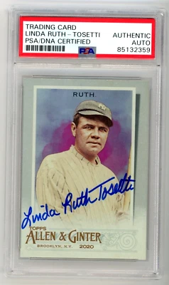 Linda Ruth Tosetti Signed 2020 Topps Allen & Ginter Hot Box Card #31 (PSA) Babe - Image 1 of 2