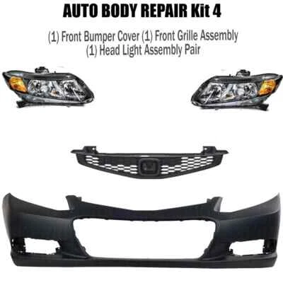 Front Bumper Cover And Head Light Assembly Pair For 2012-2013 Honda Civic Coupe - Image 1 of 4
