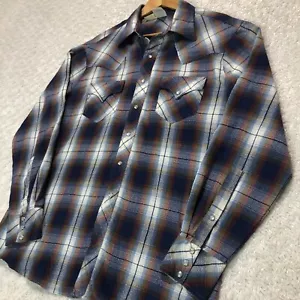 Kennington blu e bordeaux plaid leggero western cowboy cowgirl scatto perla - Foto 1 di 6
