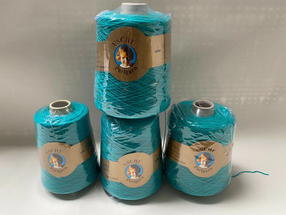 4x 350g=1.400g 4x 1.575m Uschi PERLGARN 100% Polyacryl Farbe TÜRKIS # H340 - Bild 1 von 3