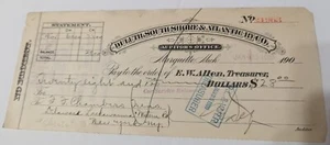 1908 Marquette MI Eisenbahn Bankscheck Duluth South Shore & Atlantic R.R. Firma - Bild 1 von 6