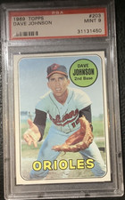 1969 Topps Baseball Cards #203 Dave Johnson Baltimore Orioles PSA 9 Mint