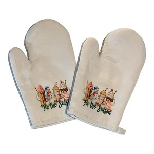 È la stagione"" Set di due guanti da forno da cucina~Natale~pupazzo di neve~Regalo~Inverno - Foto 1 di 1