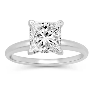 18K White Gold Created White Princess 4ct Engagement Wedding Ring Plated - Picture 1 of 1