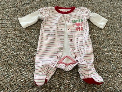 Circo Girls Striped Santa Loves Me Sleeper Newborn - Image 1 of 4