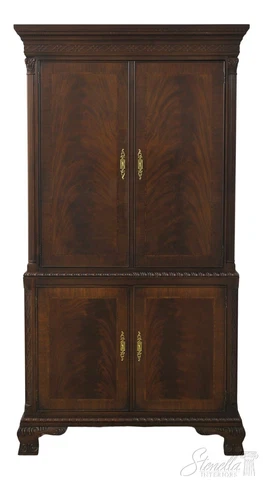 F55861EC: Chippendale Mahogany 4 Door TV Entertainment Cabinet Cover