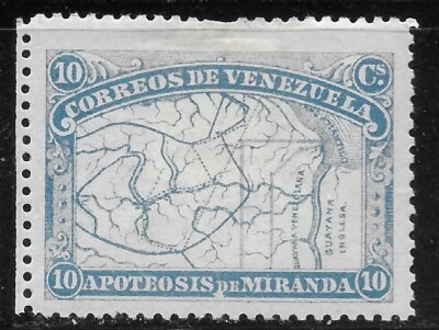Venezuela: 1896 Sc#138 MH OG APOTEOSIS DE MIRANDA 🔥Venezuela MAP - Image 1 of 2