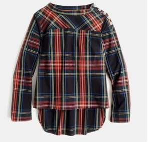 Trichterausschnitt Hemd in Stewart Tartan mit Schmuckknöpfen K6796. - Bild 1 von 5