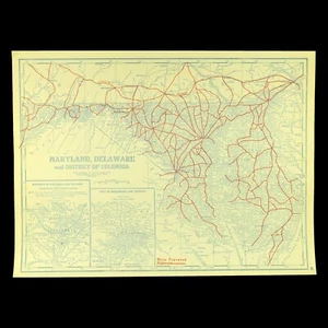 Mappa d'epoca di MARYLAND Auto Trails Highway vecchia originale Washington DC antica - Foto 1 di 8