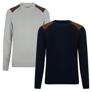 MEZCLA Jersey Para Hombres Calce Informal Algodón Tejido Cuello Redondo Pullover Suéter Top - Imagen 1 de 3