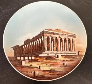Vintage Hand Painted Embossed Plate Parthenon Made in Greece - Picture 1 of 10